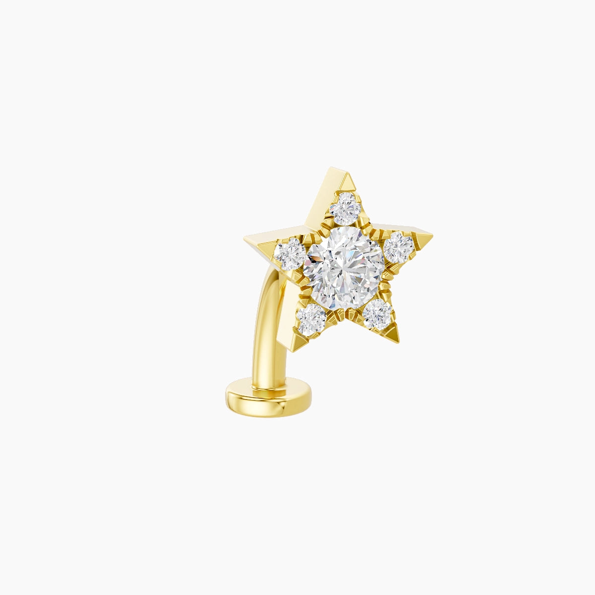 Asteria | 18k Yellow Gold 7.4 mm 10 mm Star Diamond Floating Navel Piercing