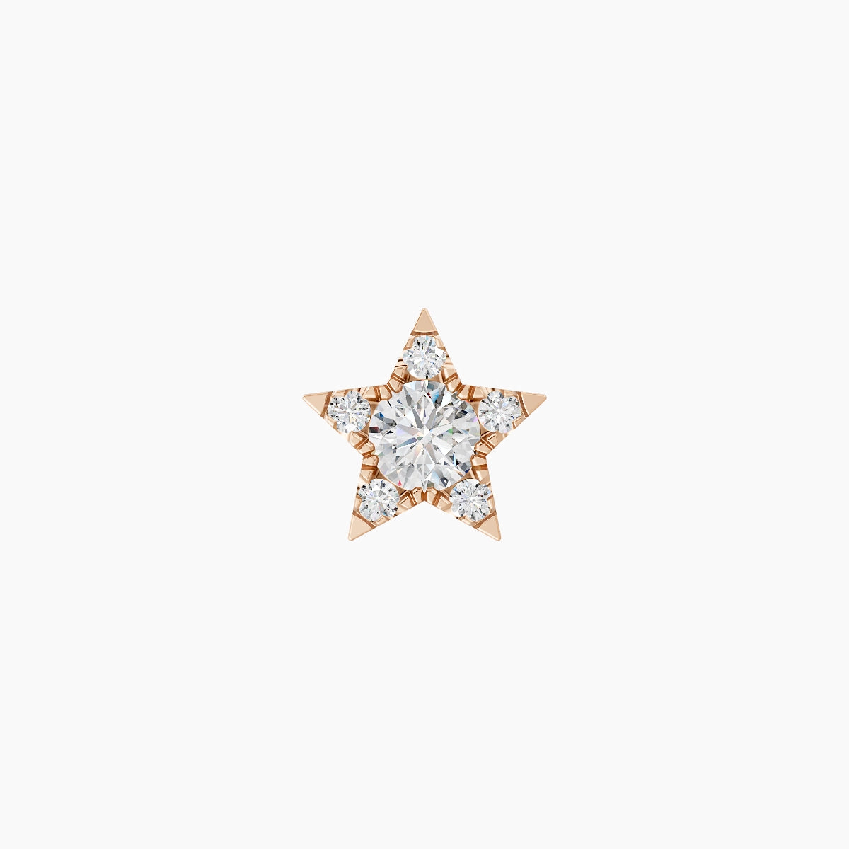 Asteria | Piercing Étoile Diamant Or Rose 18k Hypoallergénique 7.4 mm 5 mm