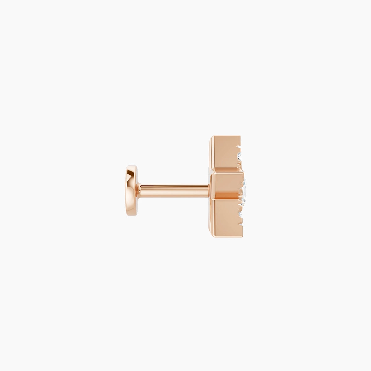 Asteria | Piercing Étoile Diamant Or Rose 18k Hypoallergénique 7.4 mm 5 mm
