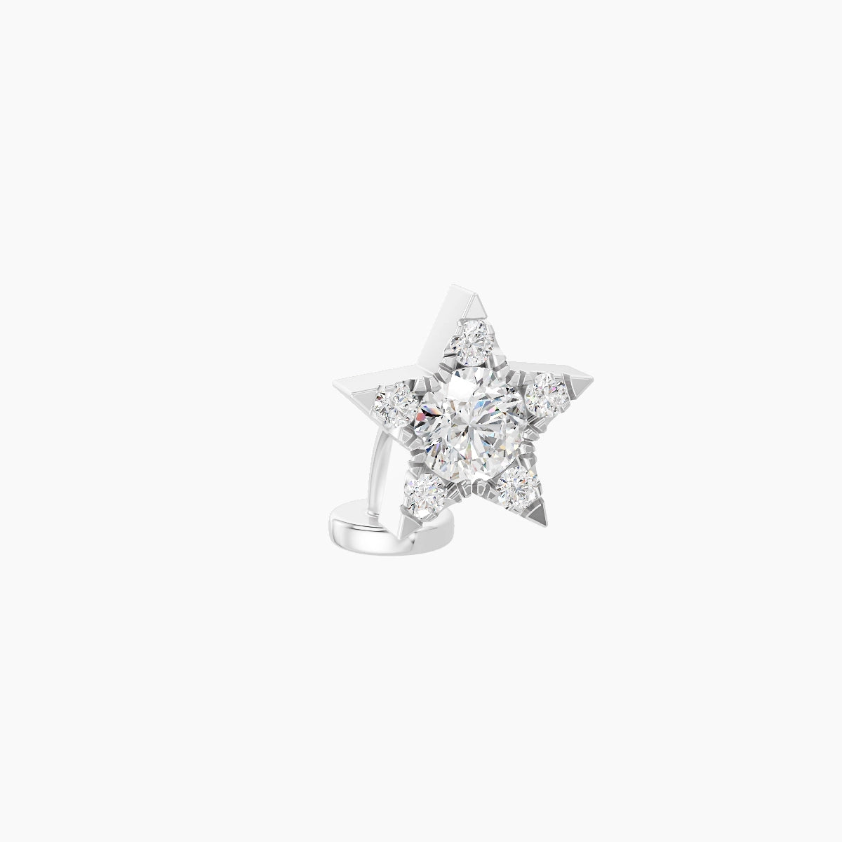Asteria | 18k White Gold 7.4 mm 6 mm Star Diamond Floating Navel Piercing
