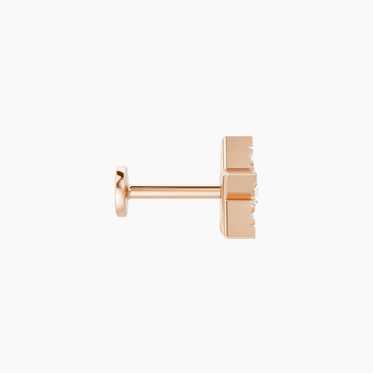 Asteria | Piercing Étoile Diamant Or Rose 18k Hypoallergénique 7.4 mm 6.5 mm