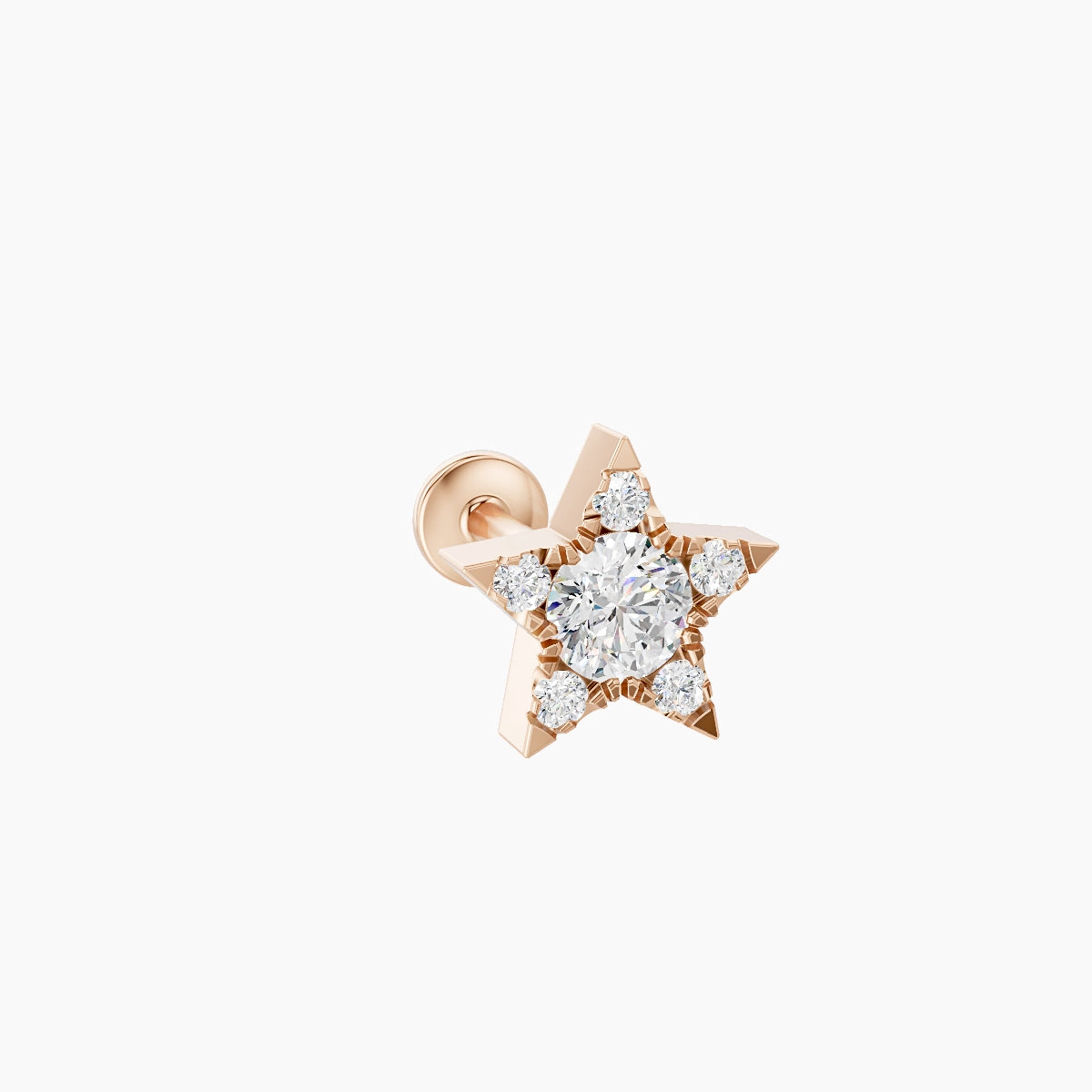 Asteria | Piercing Nez Étoile Diamant Or Rose 18k Hypoallergénique 7.4 mm 8 mm