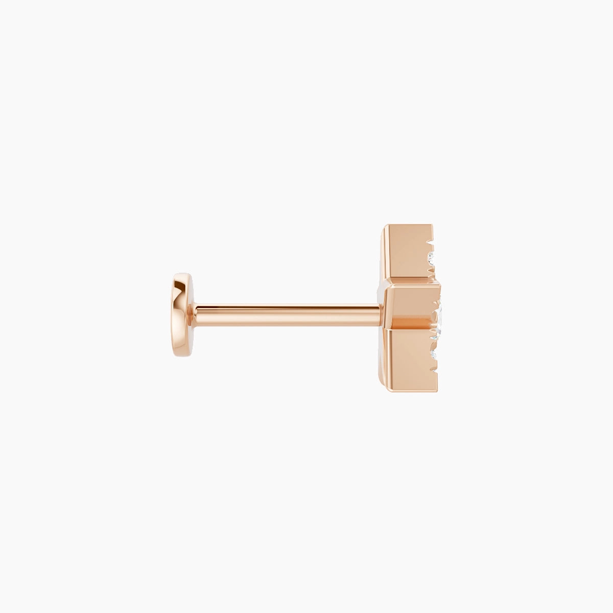 Asteria | Piercing Étoile Diamant Or Rose 18k Hypoallergénique 7.4 mm 8 mm