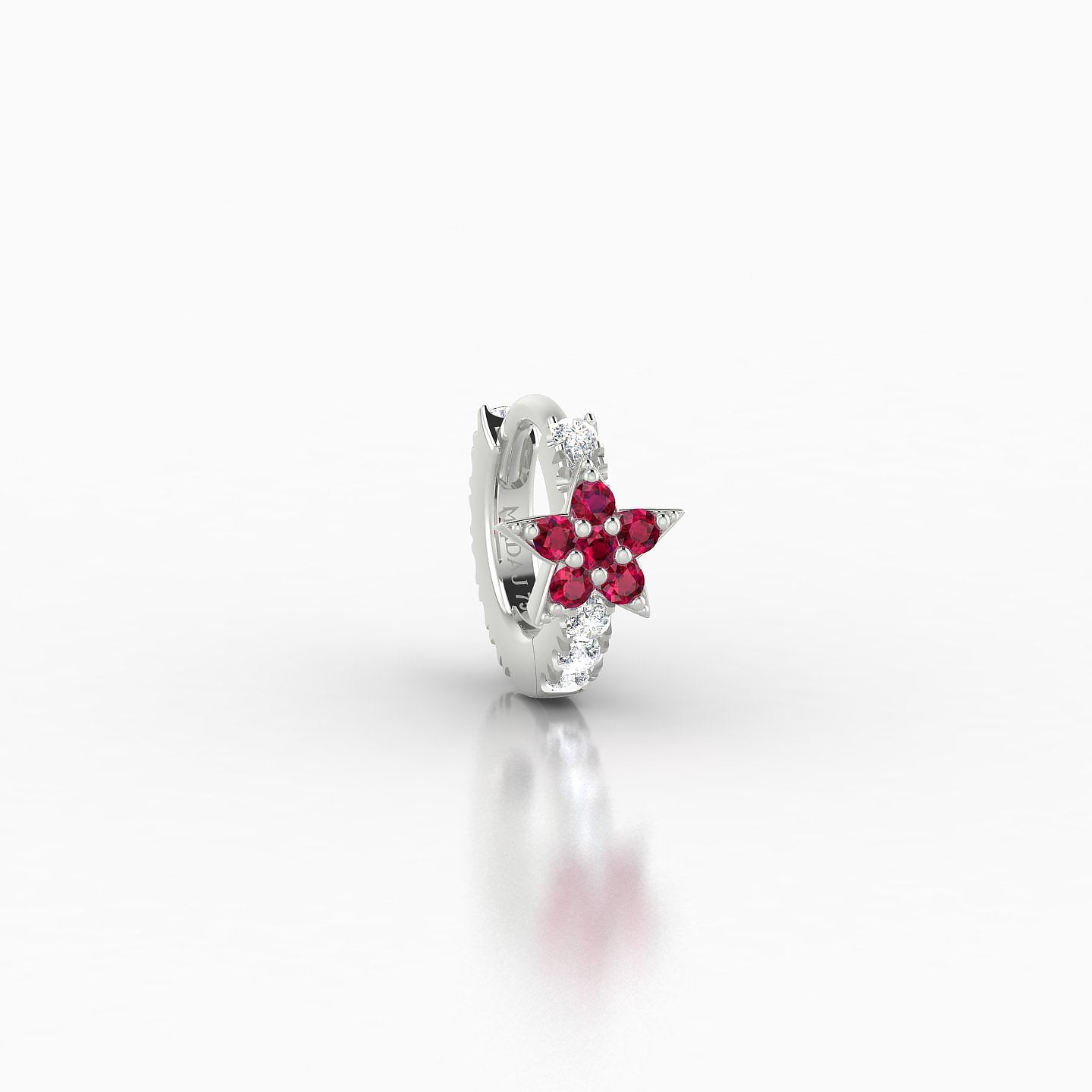 Asteria | 18k White Gold 5 mm Star Ruby & Diamond Hoop Piercing