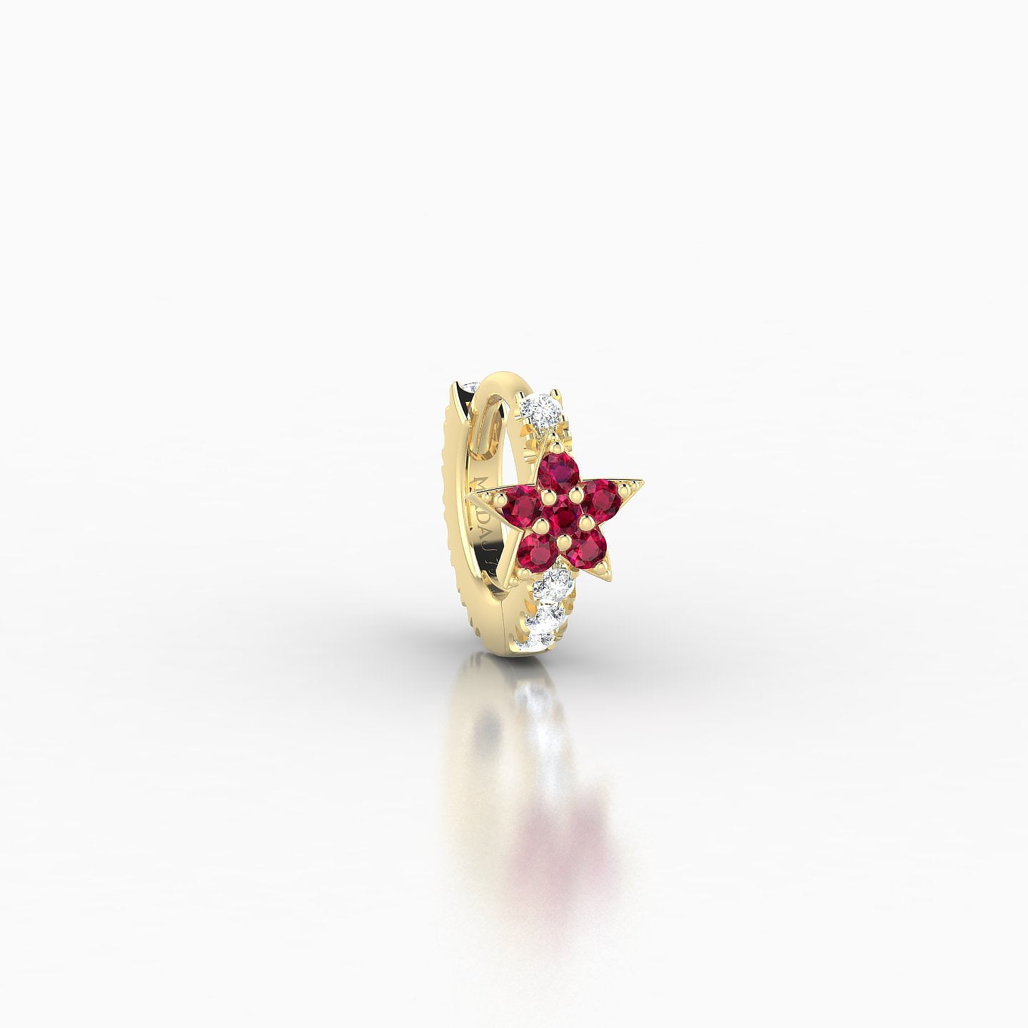 Asteria | 18k Yellow Gold 5 mm Star Ruby & Diamond Hoop Piercing