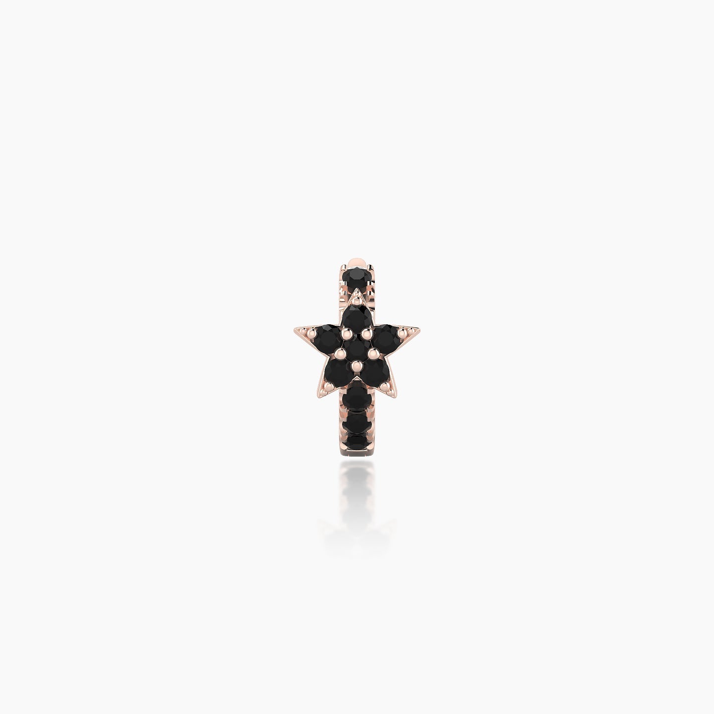 Asteria | 18k Rose Gold 5 mm Star Black Diamond Hoop Piercing