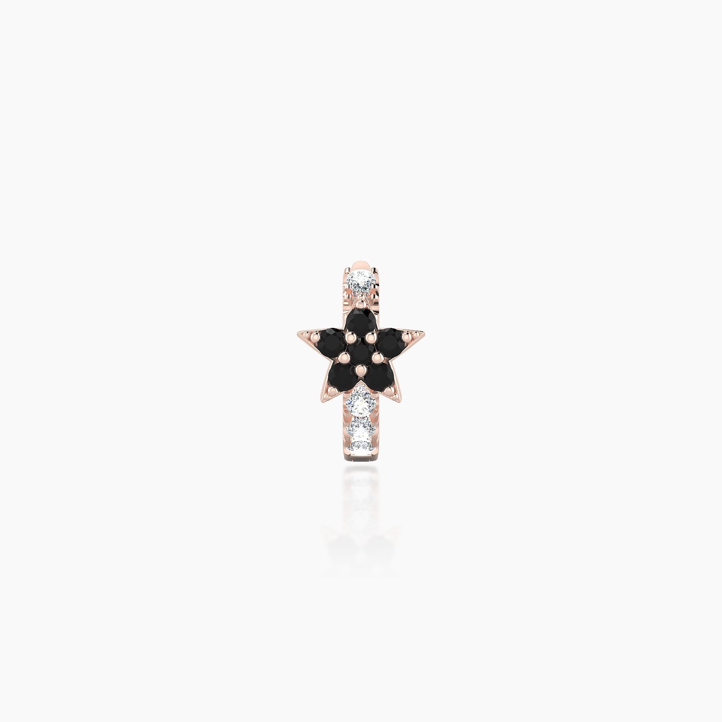 Asteria | 18k Rose Gold 5 mm Star Black Diamond & Diamond Hoop Piercing