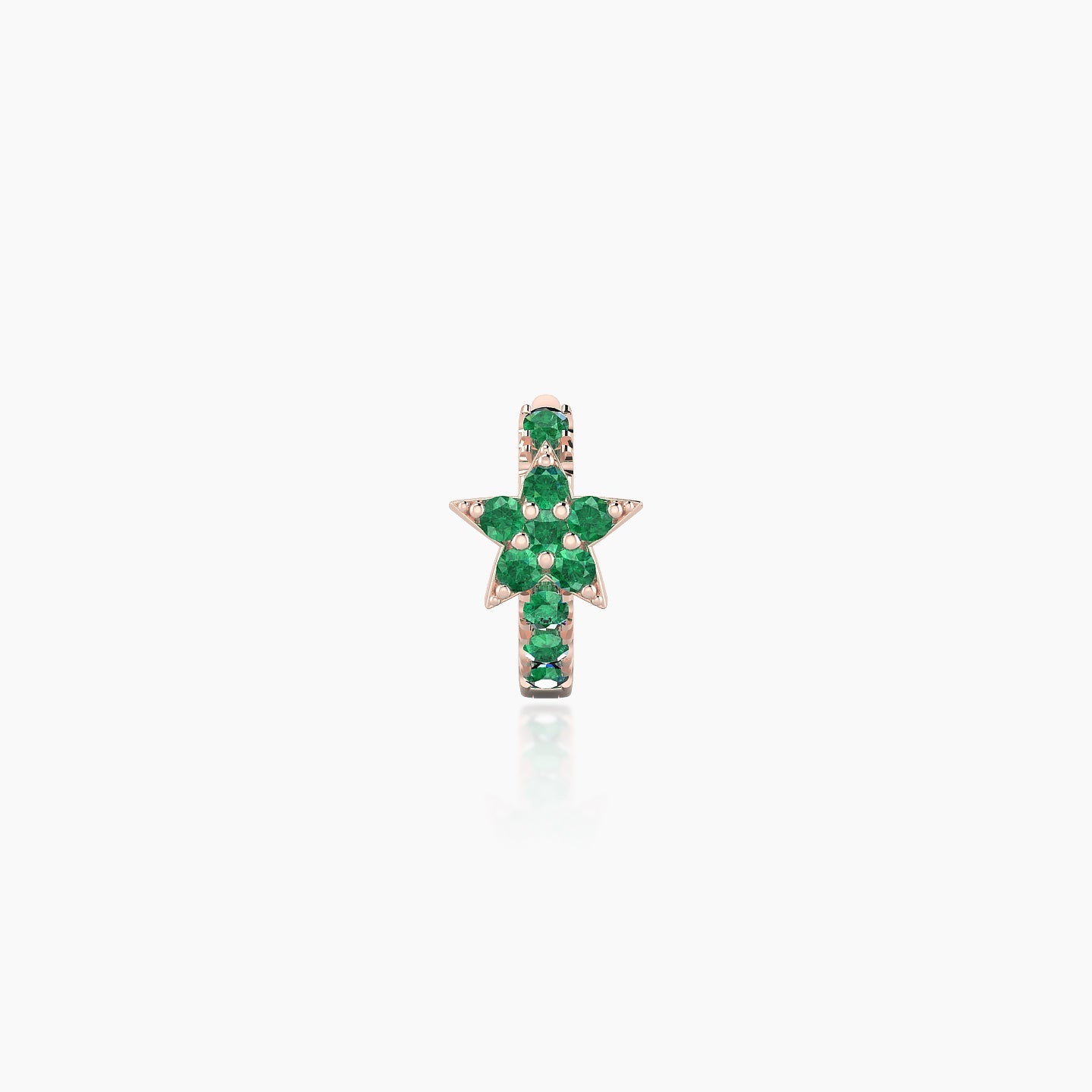 Asteria | 18k Rose Gold 5 mm Star Emerald Hoop Piercing