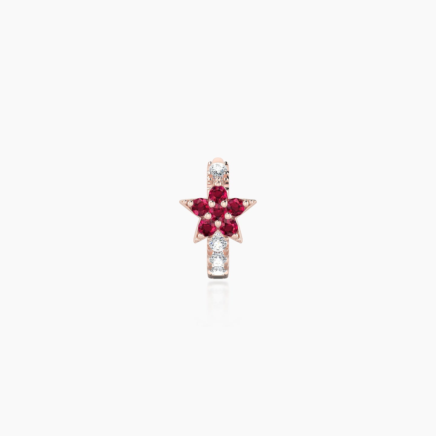 Asteria | 18k Rose Gold 5 mm Star Ruby & Diamond Hoop Piercing