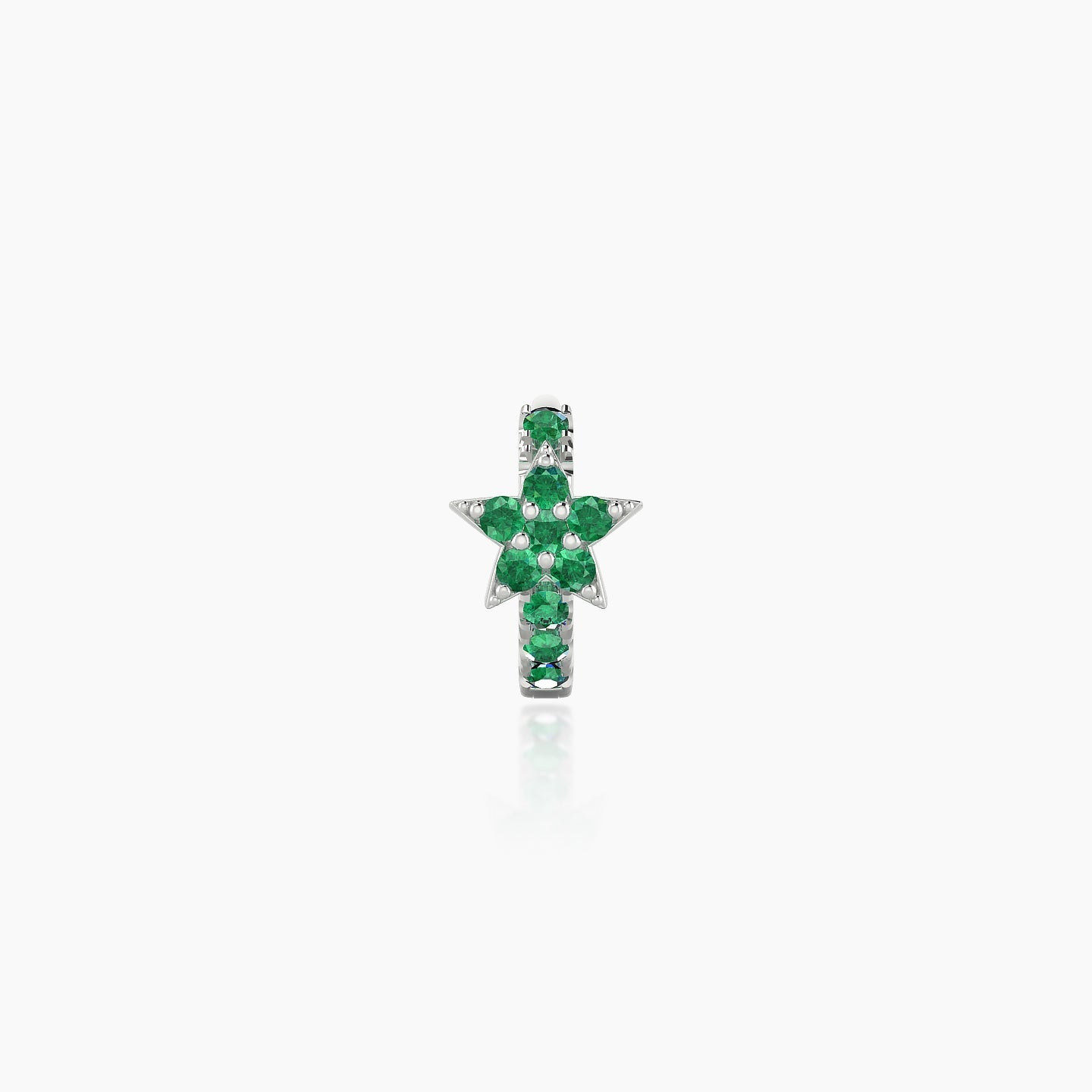 Asteria | 18k White Gold 5 mm Star Emerald Hoop Piercing