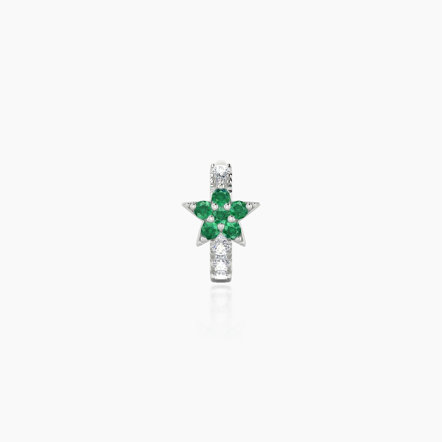 Asteria | 18k White Gold 5 mm Star Emerald & Diamond Hoop Piercing