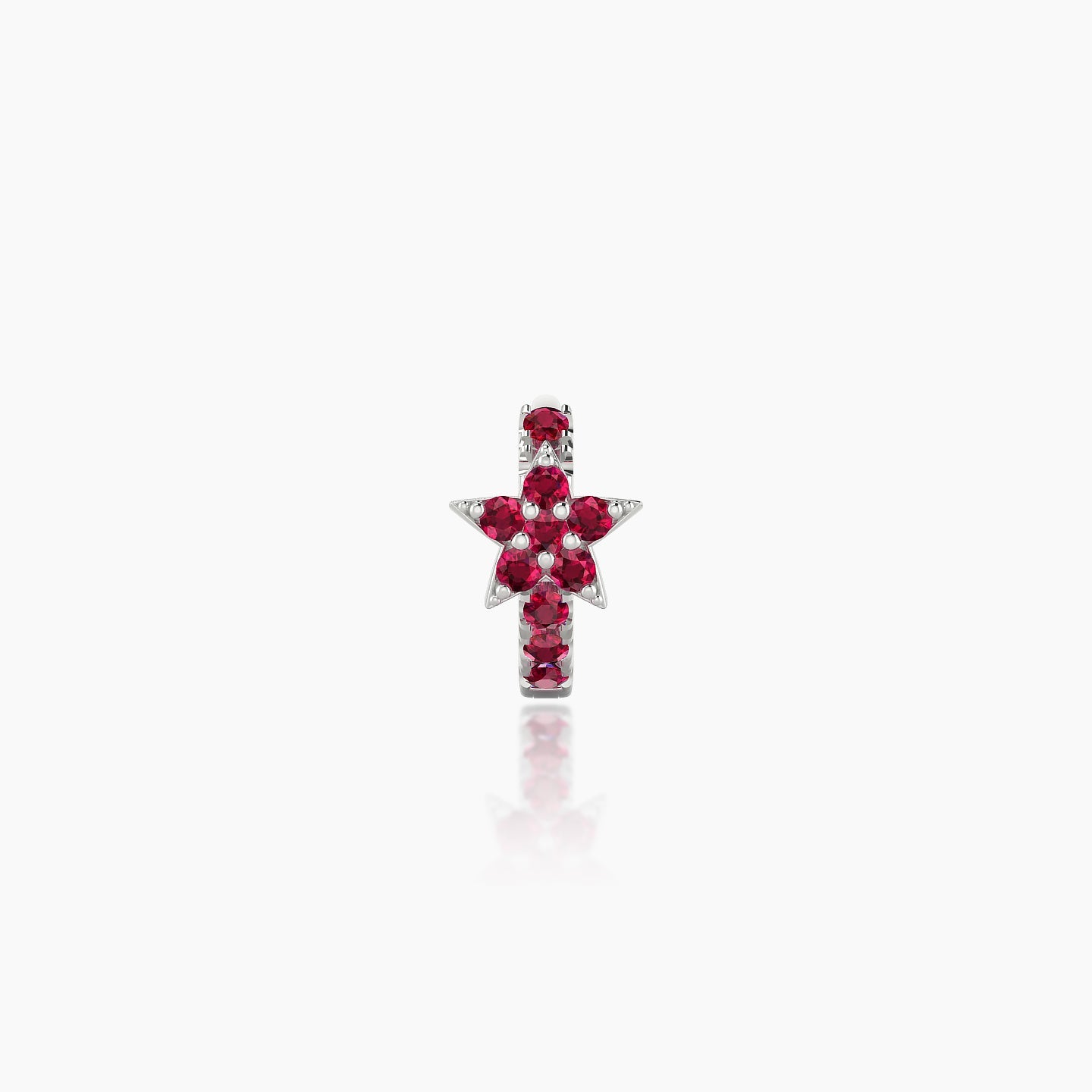 Asteria | 18k White Gold 5 mm Star Ruby Hoop Piercing