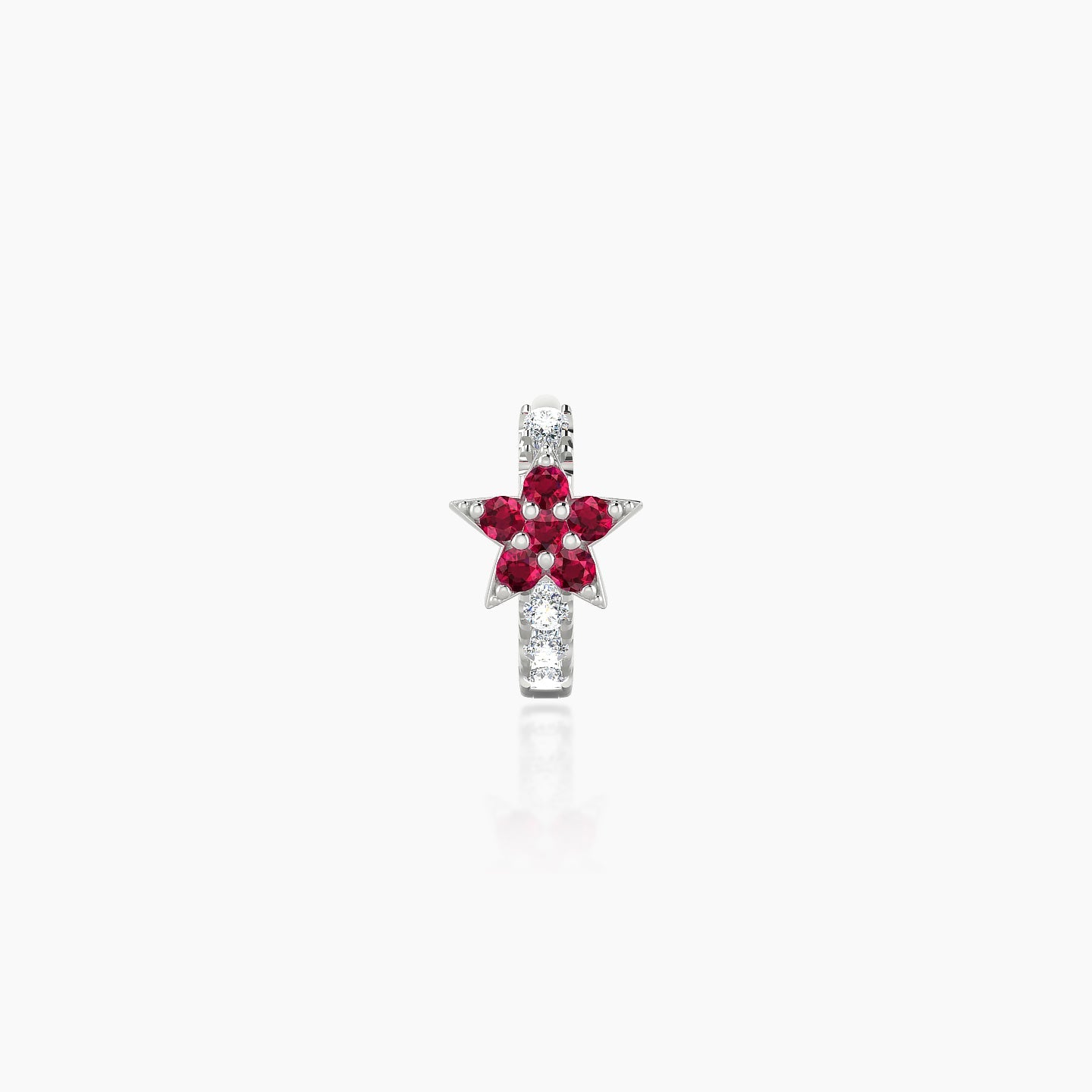 Asteria | 18k White Gold 5 mm Star Ruby & Diamond Hoop Piercing