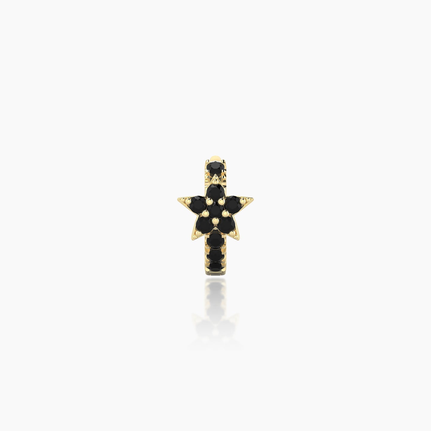 Asteria | 18k Yellow Gold 5 mm Star Black Diamond Hoop Piercing