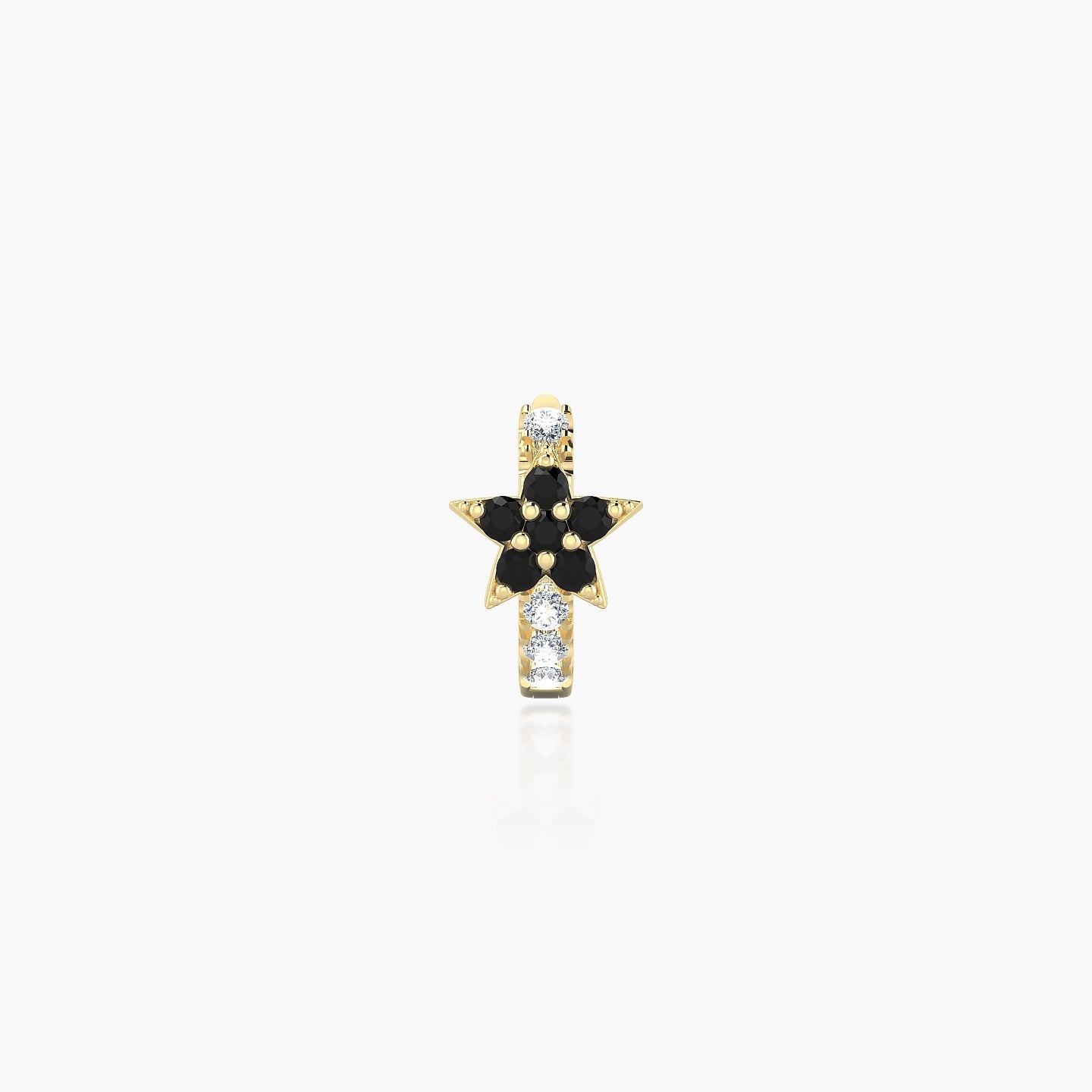 Asteria | 18k Yellow Gold 5 mm Star Black Diamond & Diamond Hoop Piercing