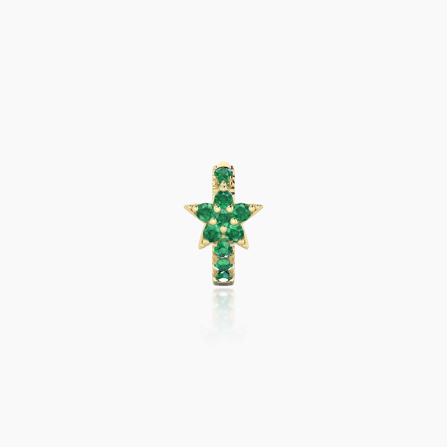 Asteria | 18k Yellow Gold 5 mm Star Emerald Hoop Piercing