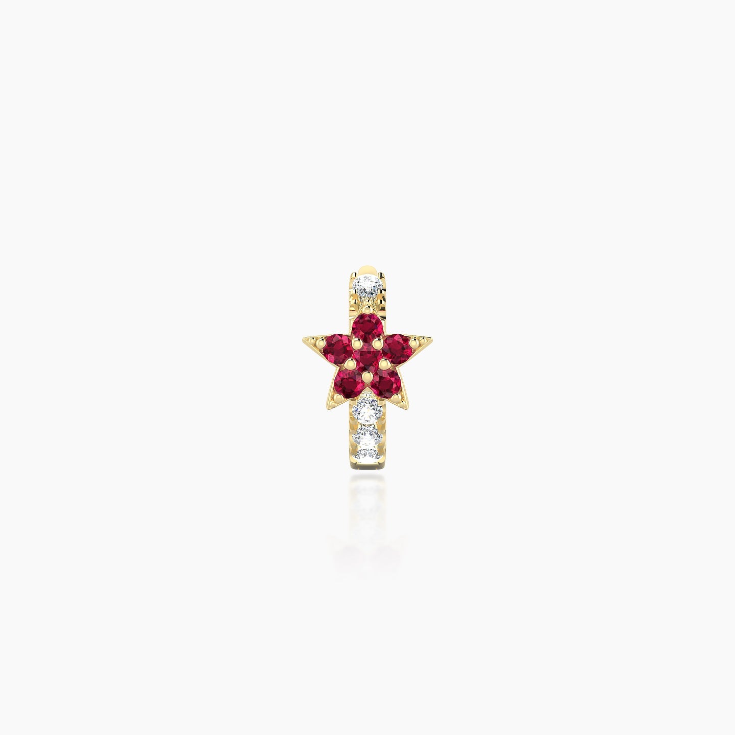 Asteria | 18k Yellow Gold 5 mm Star Ruby & Diamond Hoop Piercing