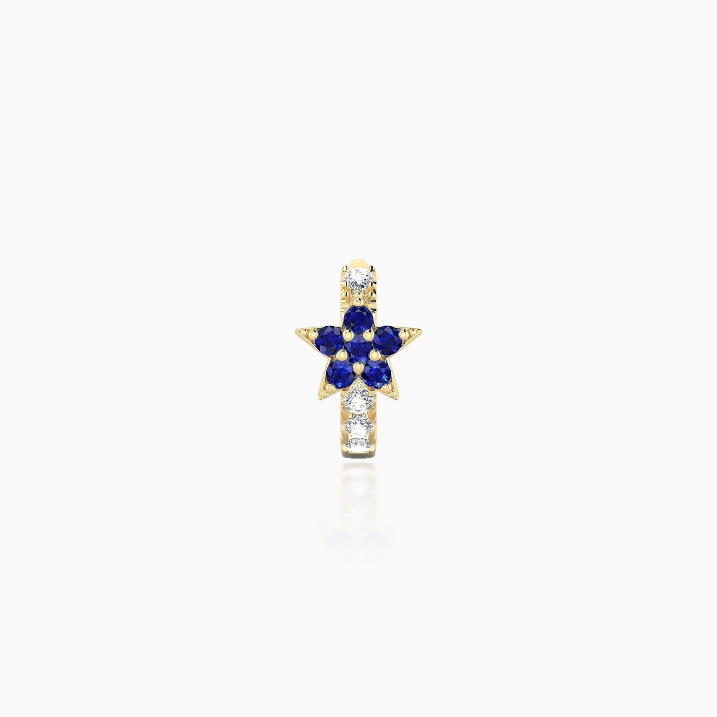 Asteria | 18k Yellow Gold 5 mm Star Sapphire & Diamond Hoop Piercing