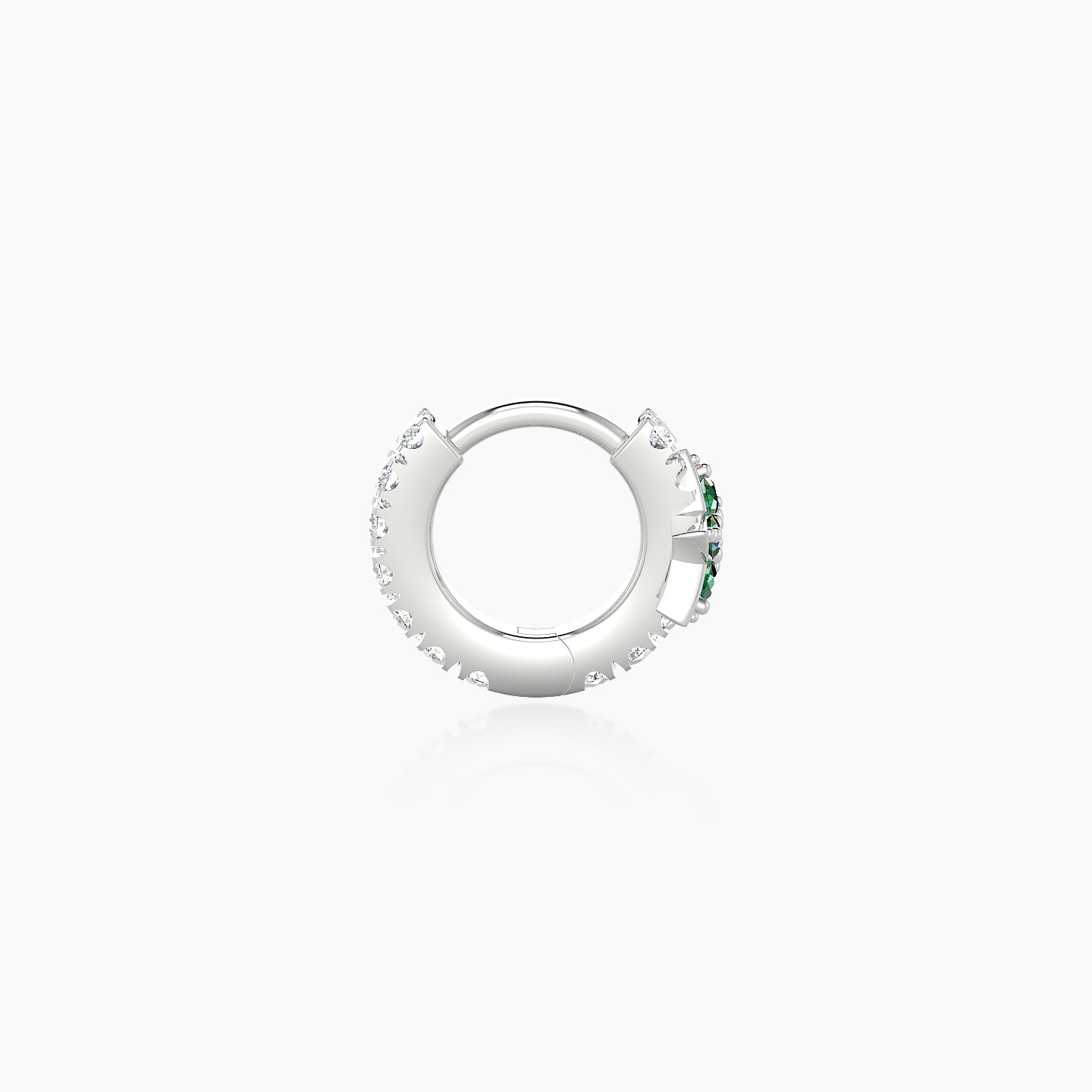 Asteria | 18k White Gold 5 mm Star Emerald & Diamond Hoop Piercing