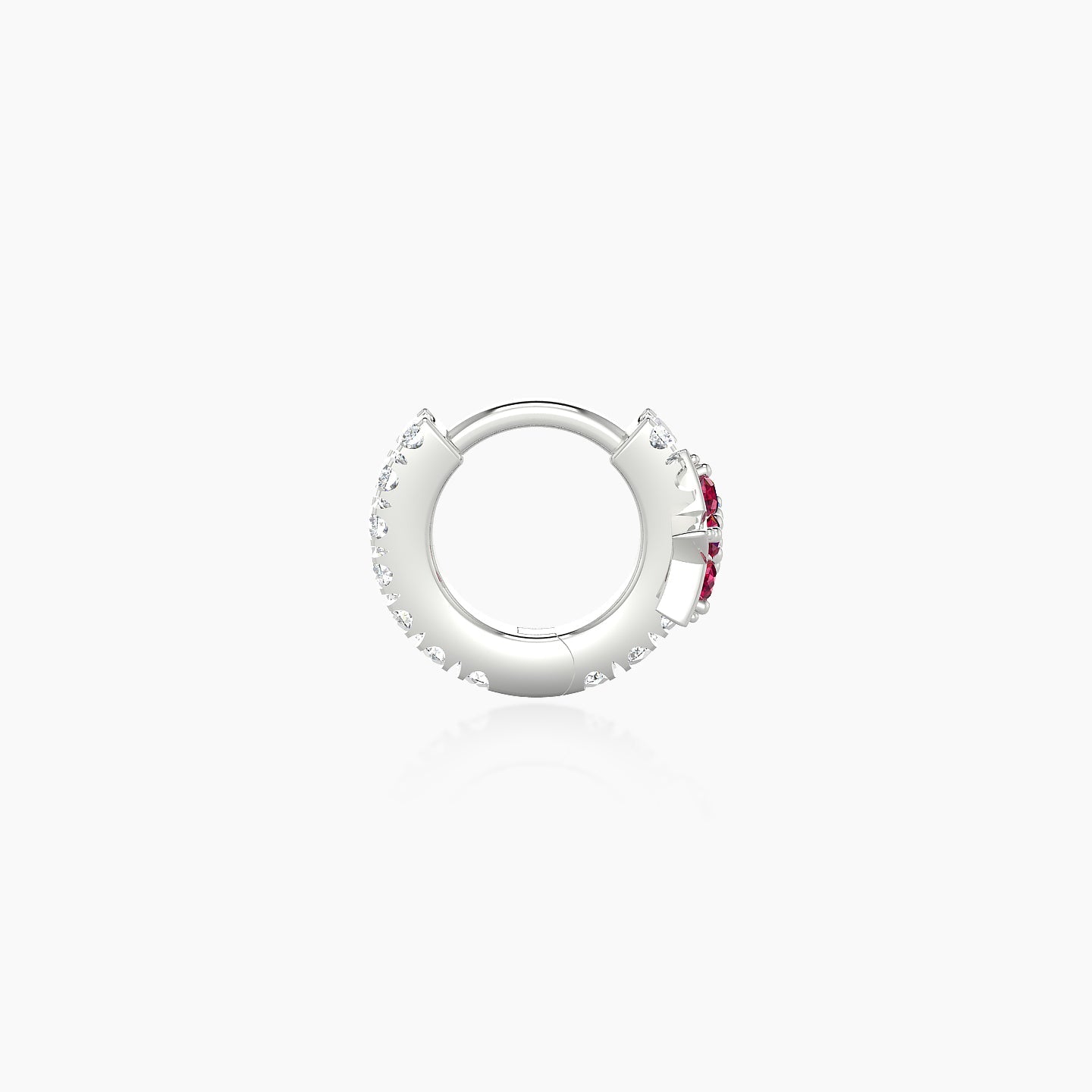 Asteria | 18k White Gold 5 mm Star Ruby & Diamond Hoop Piercing