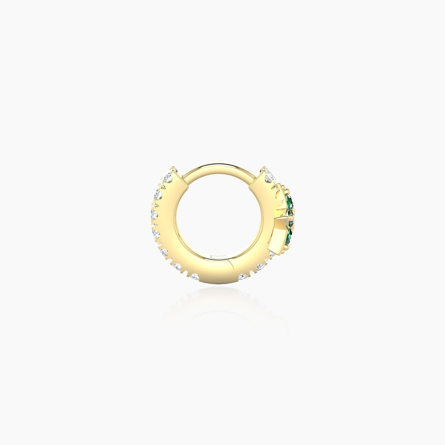 Asteria | 18k Yellow Gold 5 mm Star Emerald & Diamond Hoop Piercing