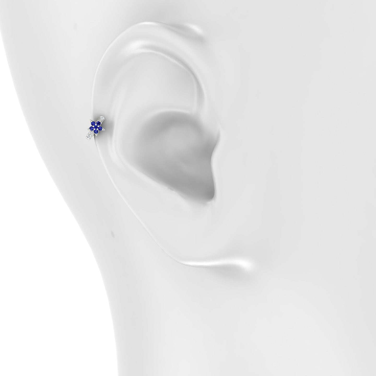 Asteria | 18k White Gold 5 mm Star Sapphire & Diamond Hoop Piercing