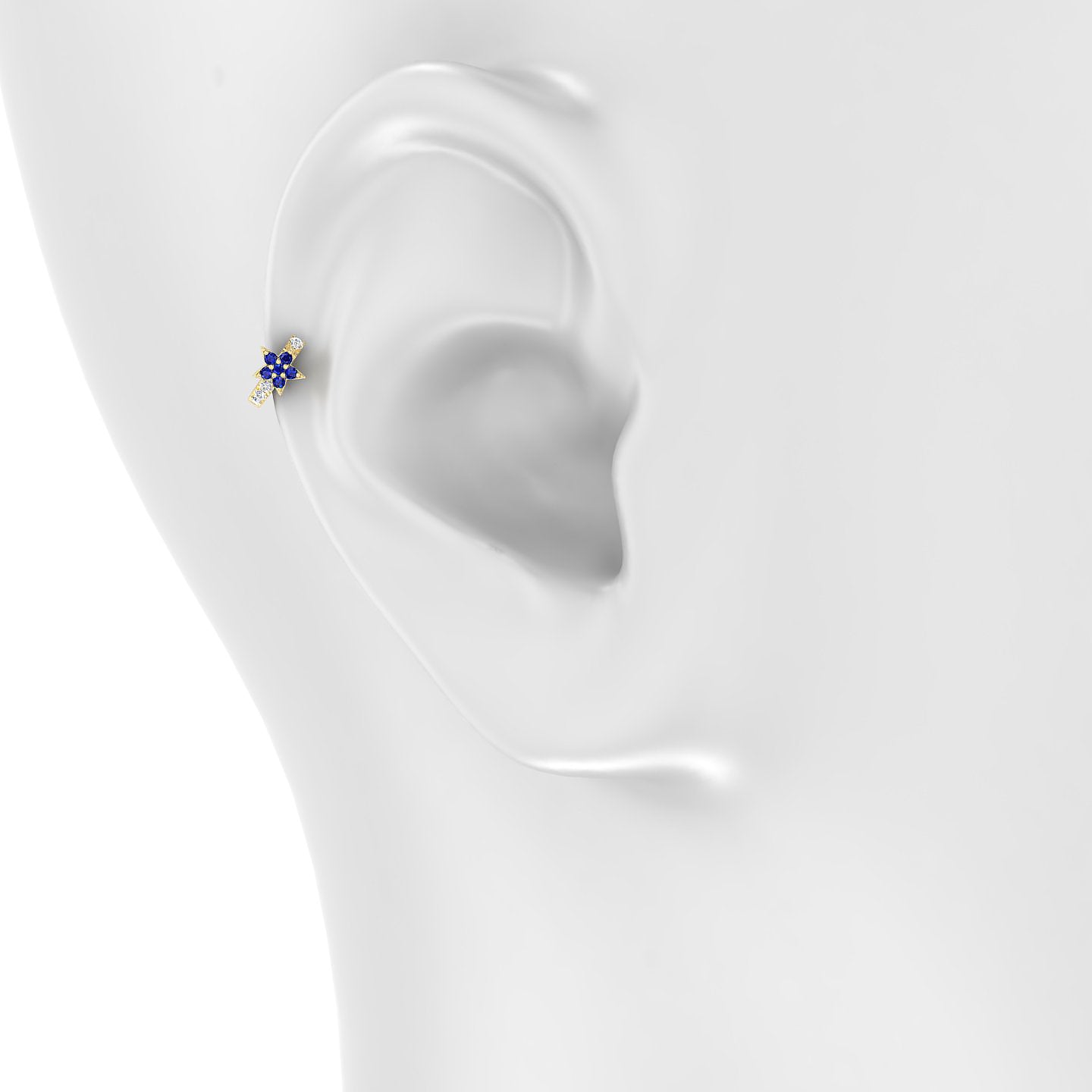 Asteria | 18k Yellow Gold 5 mm Star Sapphire & Diamond Hoop Piercing