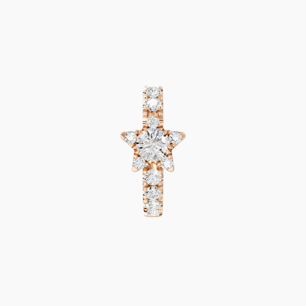 Asteria | 18k Rose Gold 6.5 mm Star Diamond Hoop Piercing