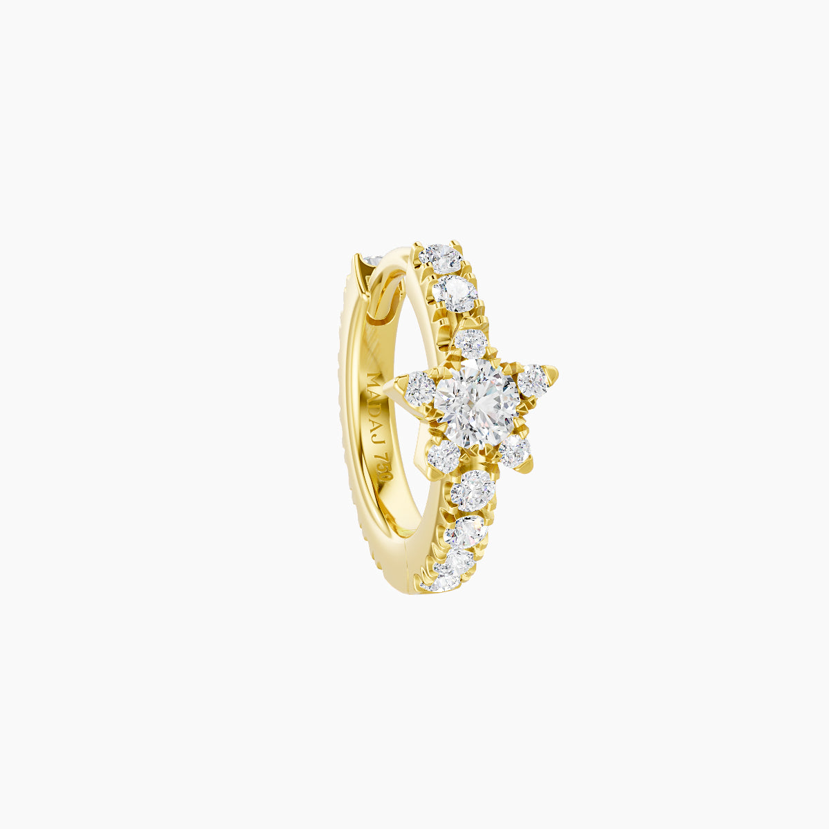 Asteria | 18k Yellow Gold 6.5 mm Star Diamond Hoop Piercing