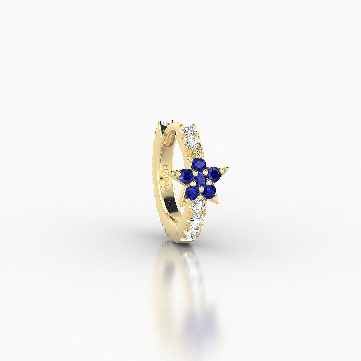 Asteria | 18k Yellow Gold 6.5 mm Star Sapphire & Diamond Hoop Piercing