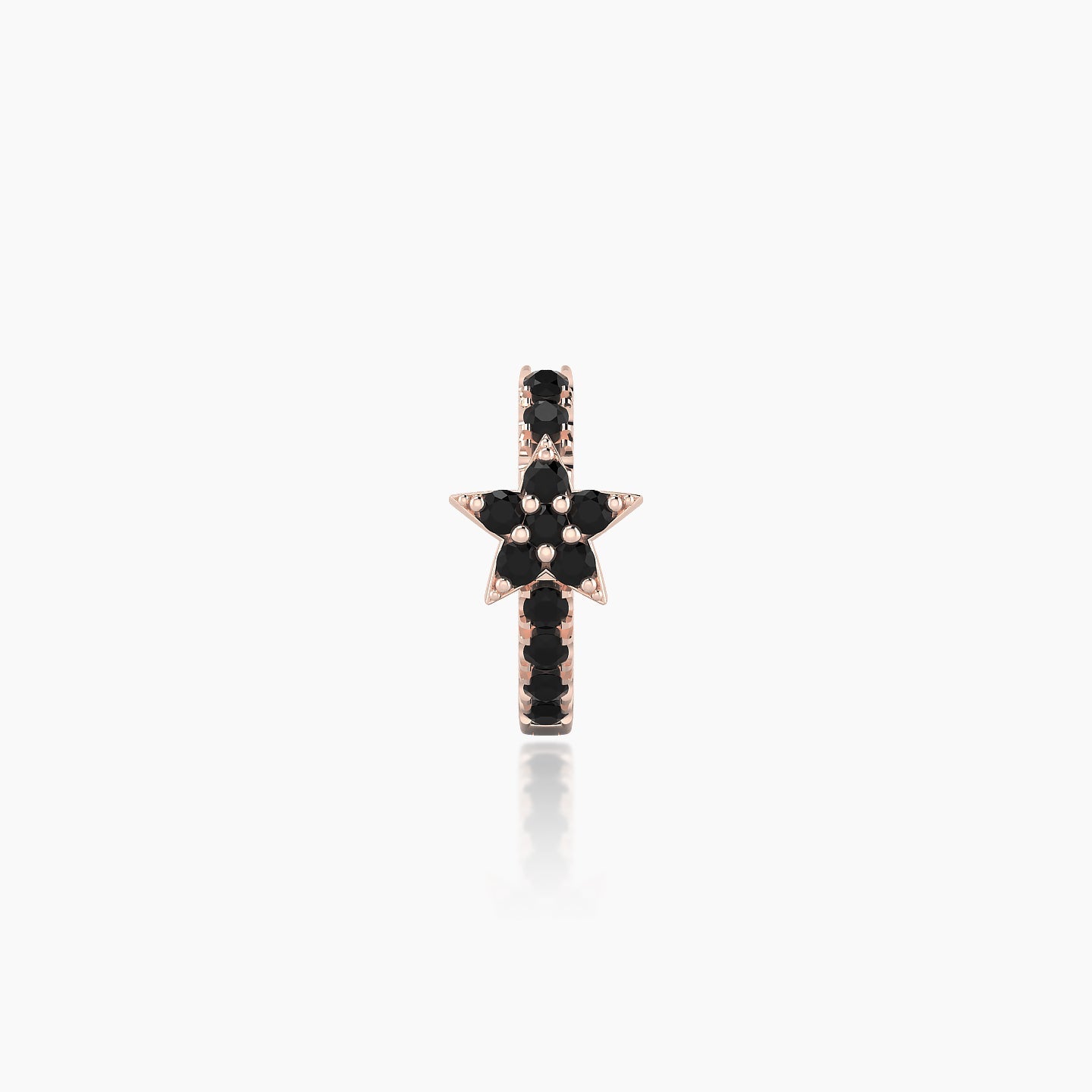 Asteria | 18k Rose Gold 6.5 mm Star Black Diamond Hoop Piercing