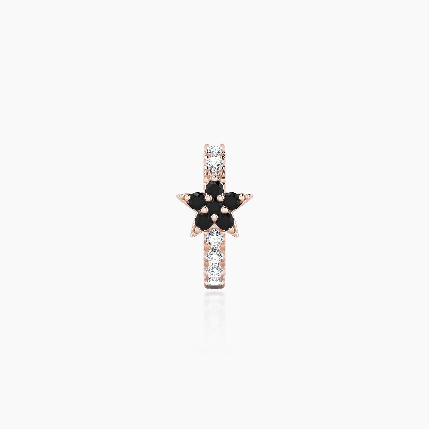 Asteria | 18k Rose Gold 6.5 mm Star Black Diamond & Diamond Hoop Piercing