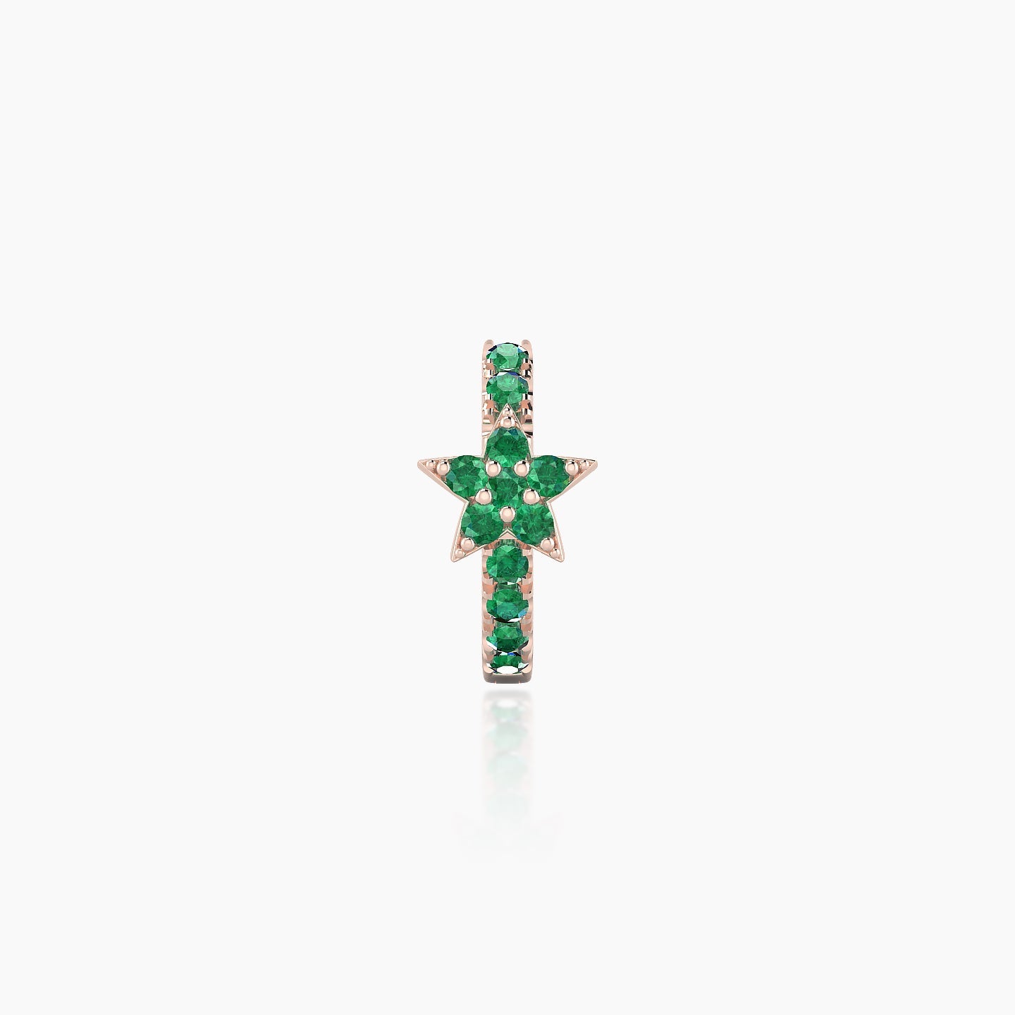 Asteria | 18k Rose Gold 6.5 mm Star Emerald Hoop Piercing