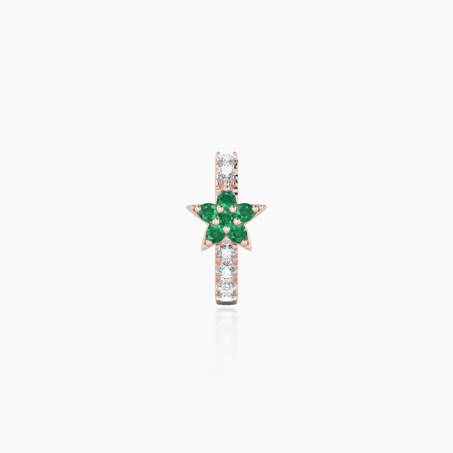 Asteria | 18k Rose Gold 6.5 mm Star Emerald & Diamond Hoop Piercing