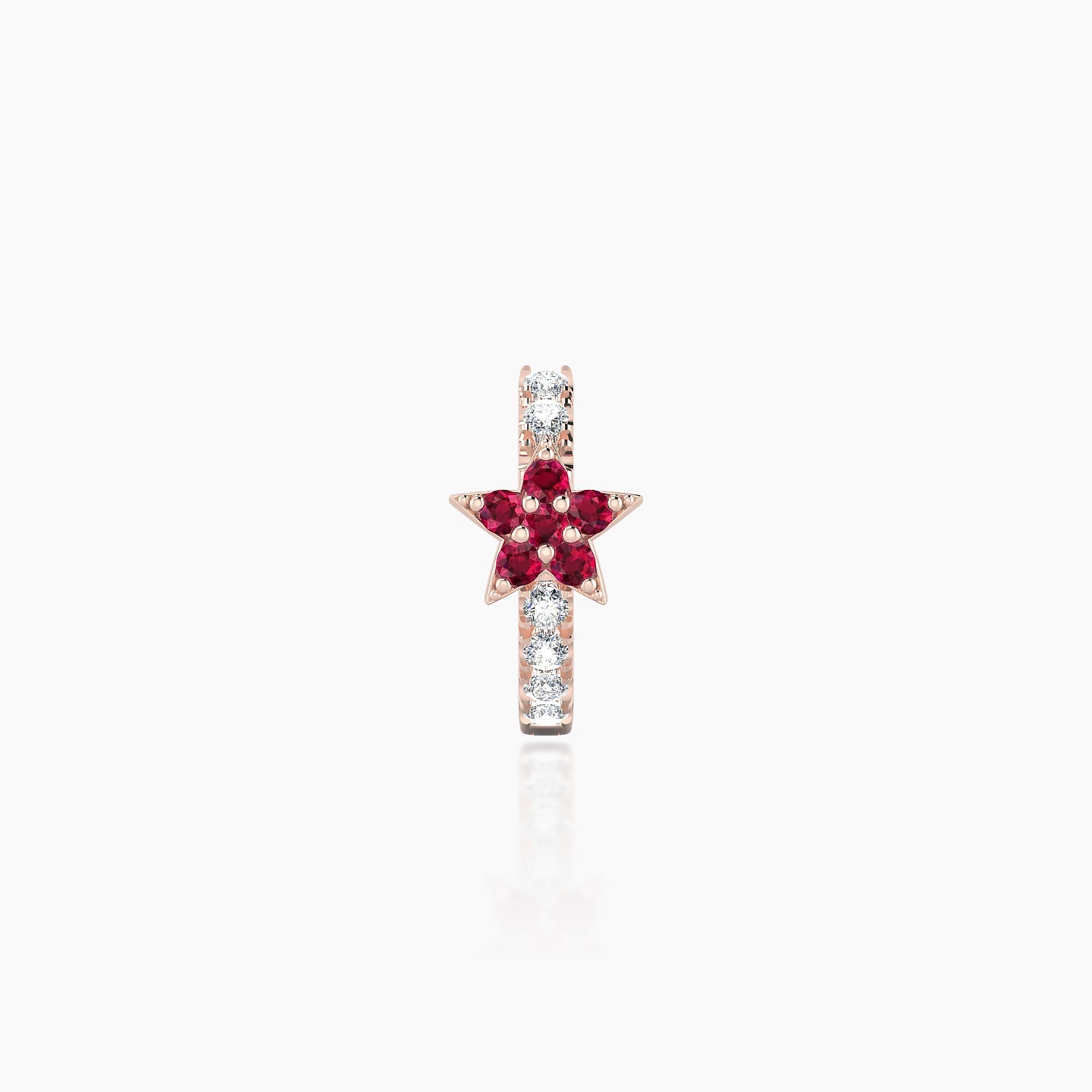 Asteria | 18k Rose Gold 6.5 mm Star Ruby & Diamond Hoop Piercing