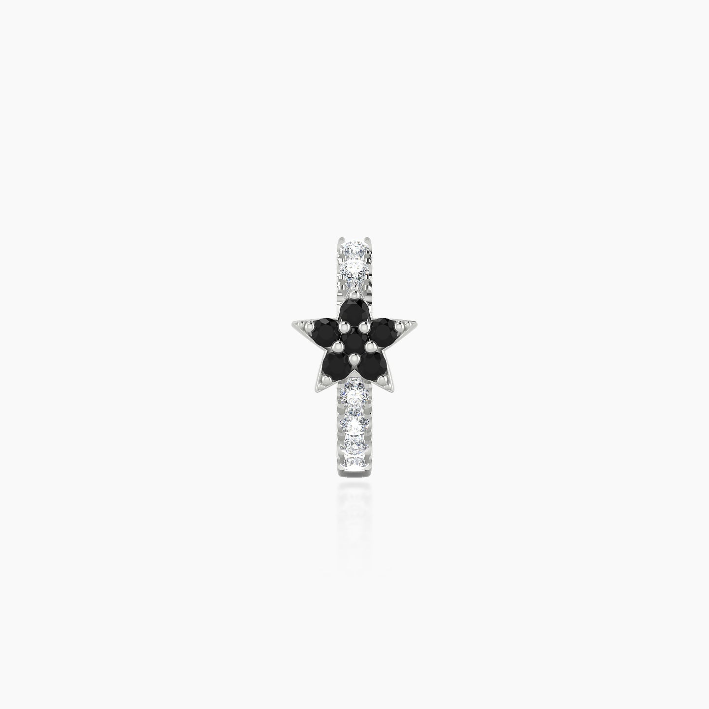 Asteria | 18k White Gold 6.5 mm Star Black Diamond & Diamond Hoop Piercing