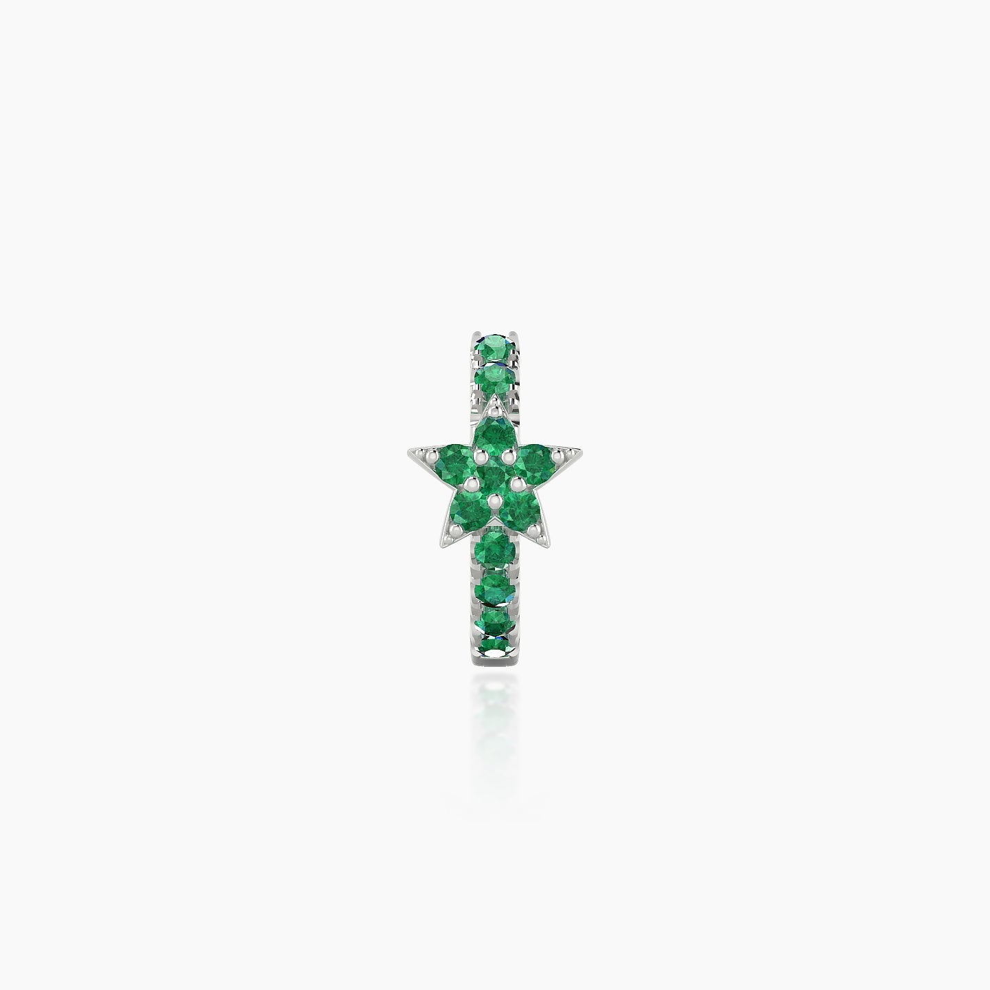 Asteria | 18k White Gold 6.5 mm Star Emerald Hoop Piercing