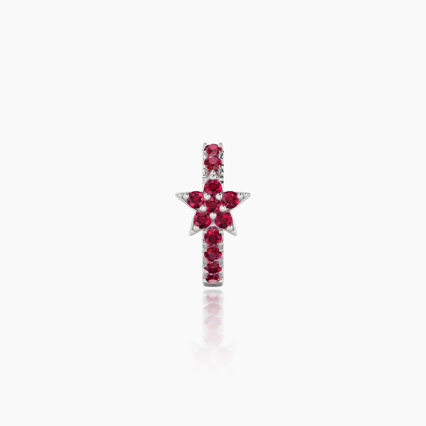 Asteria | 18k White Gold 6.5 mm Star Ruby Hoop Piercing