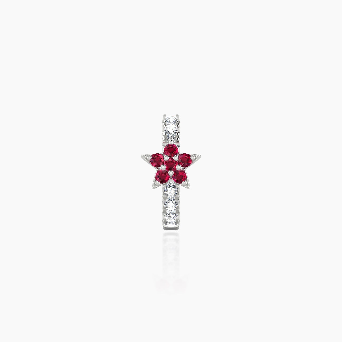 Asteria | 18k White Gold 6.5 mm Star Ruby & Diamond Hoop Piercing