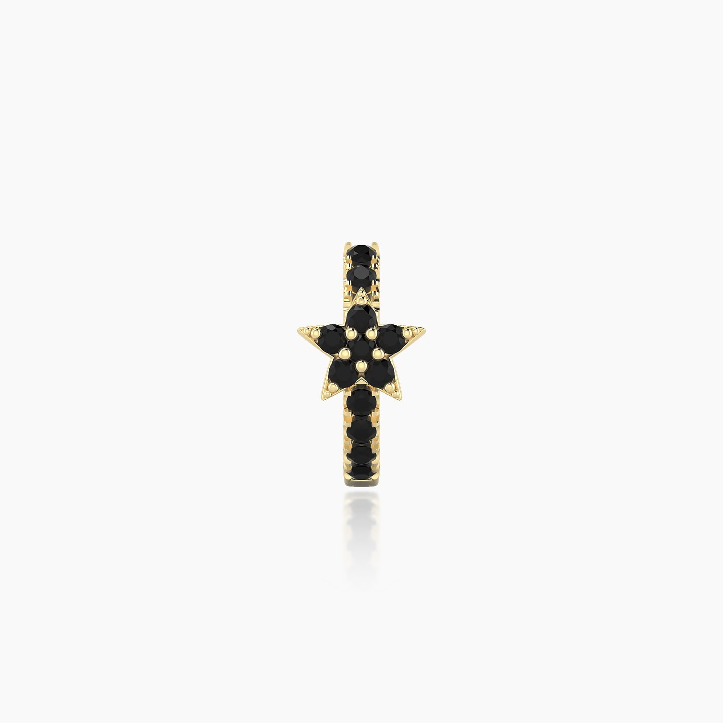 Asteria | 18k Yellow Gold 6.5 mm Star Black Diamond Hoop Piercing