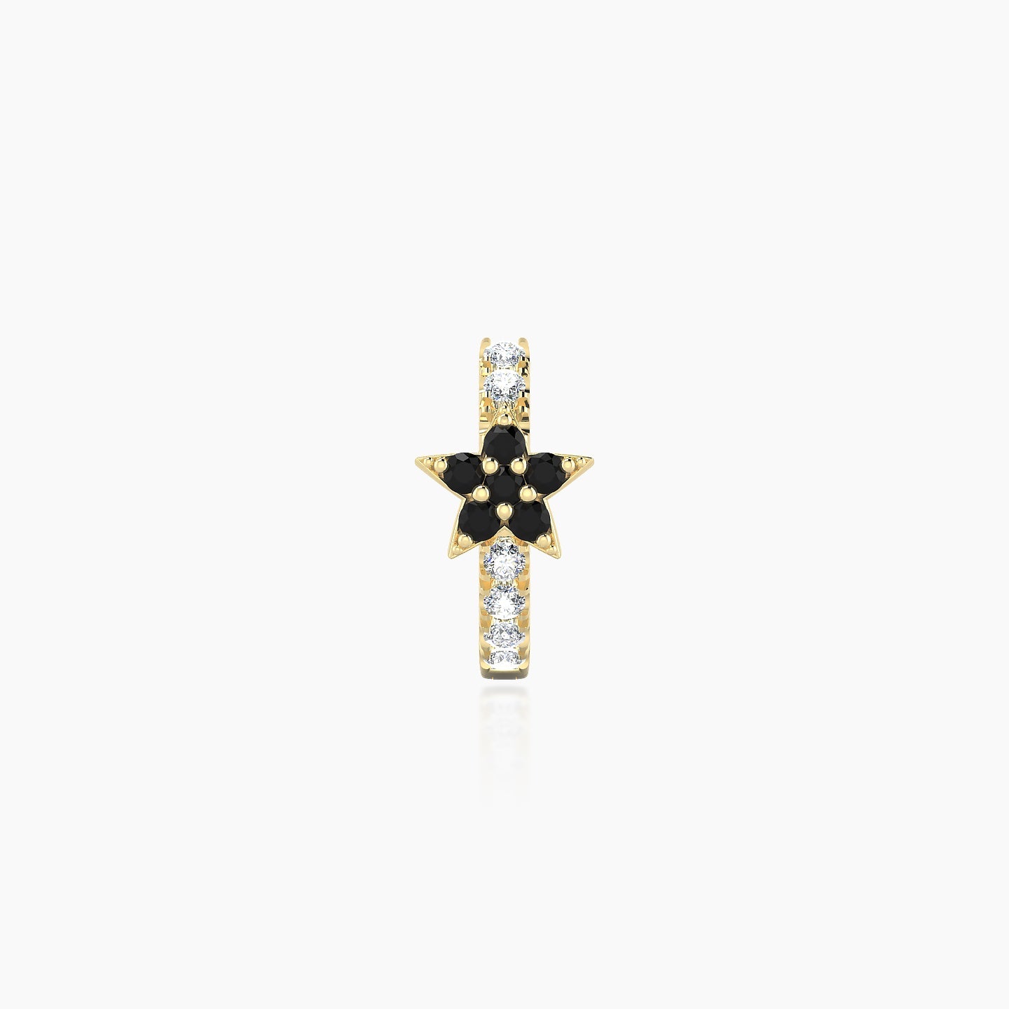 Asteria | 18k Yellow Gold 6.5 mm Star Black Diamond & Diamond Hoop Piercing