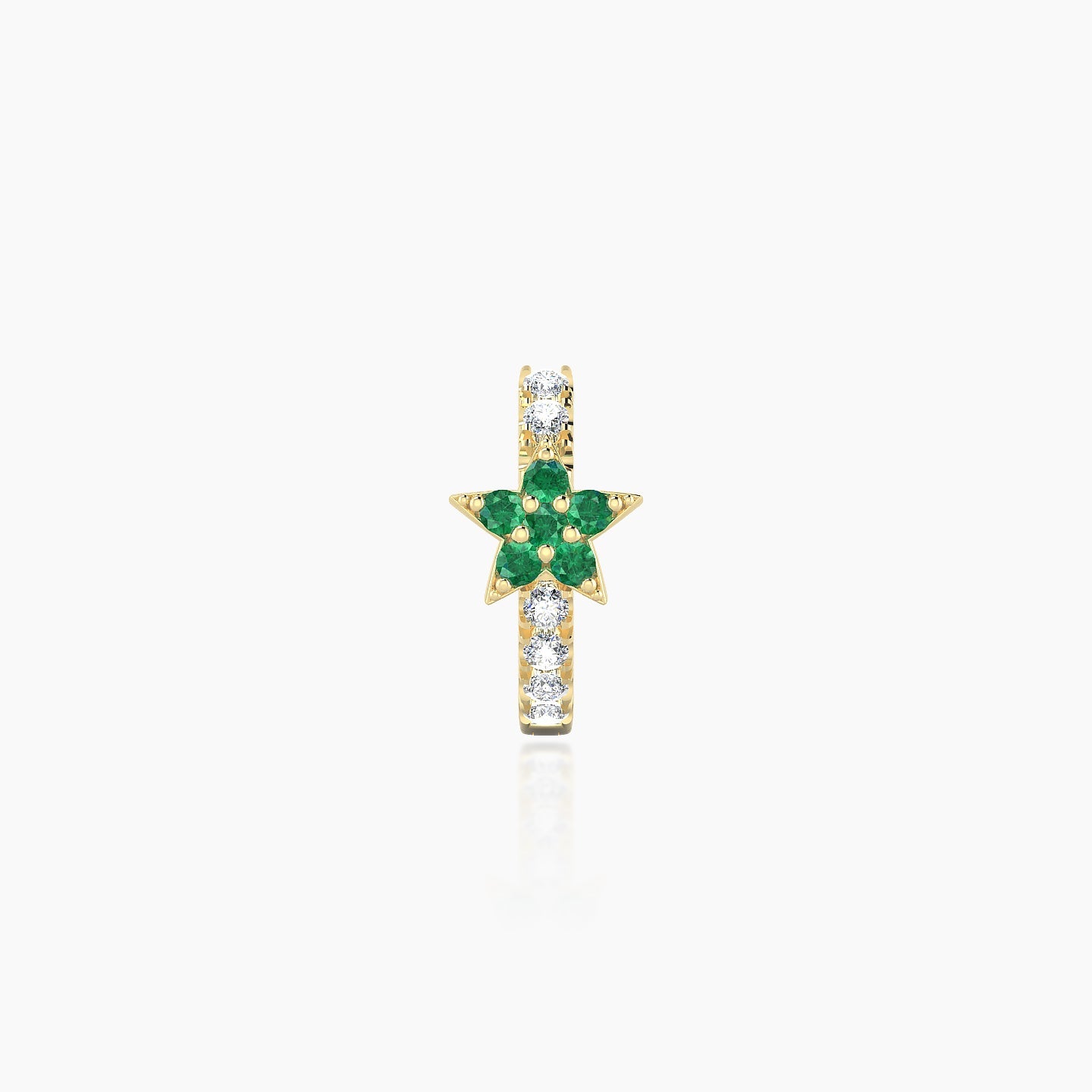 Asteria | 18k Yellow Gold 6.5 mm Star Emerald & Diamond Hoop Piercing