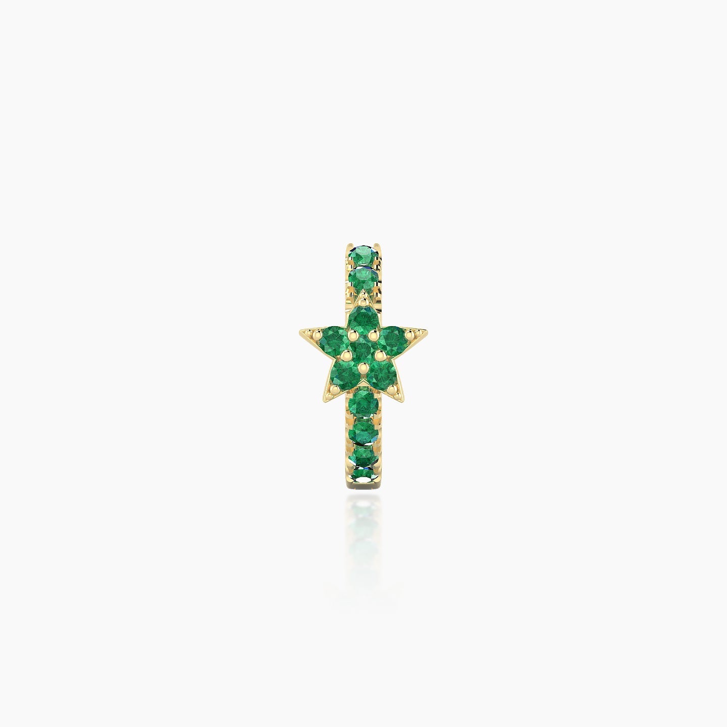 Asteria | 18k Yellow Gold 6.5 mm Star Emerald Hoop Piercing