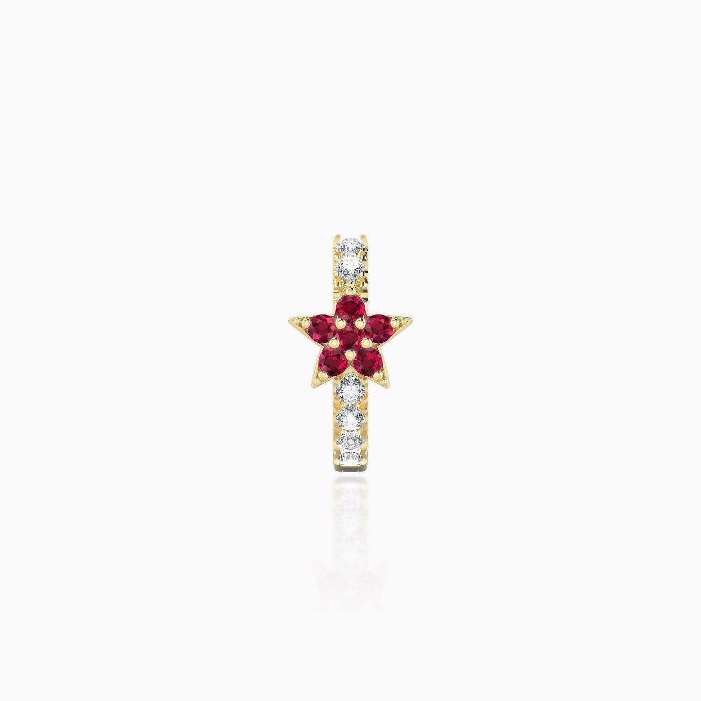 Asteria | 18k Yellow Gold 6.5 mm Star Ruby & Diamond Hoop Piercing