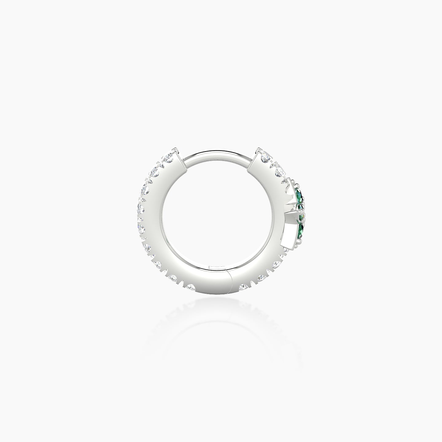 Asteria | 18k White Gold 6.5 mm Star Emerald & Diamond Hoop Piercing