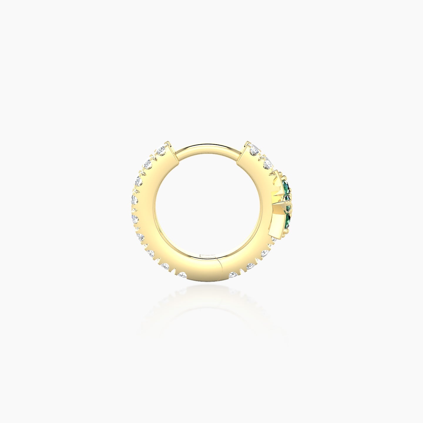 Asteria | 18k Yellow Gold 6.5 mm Star Emerald & Diamond Hoop Piercing