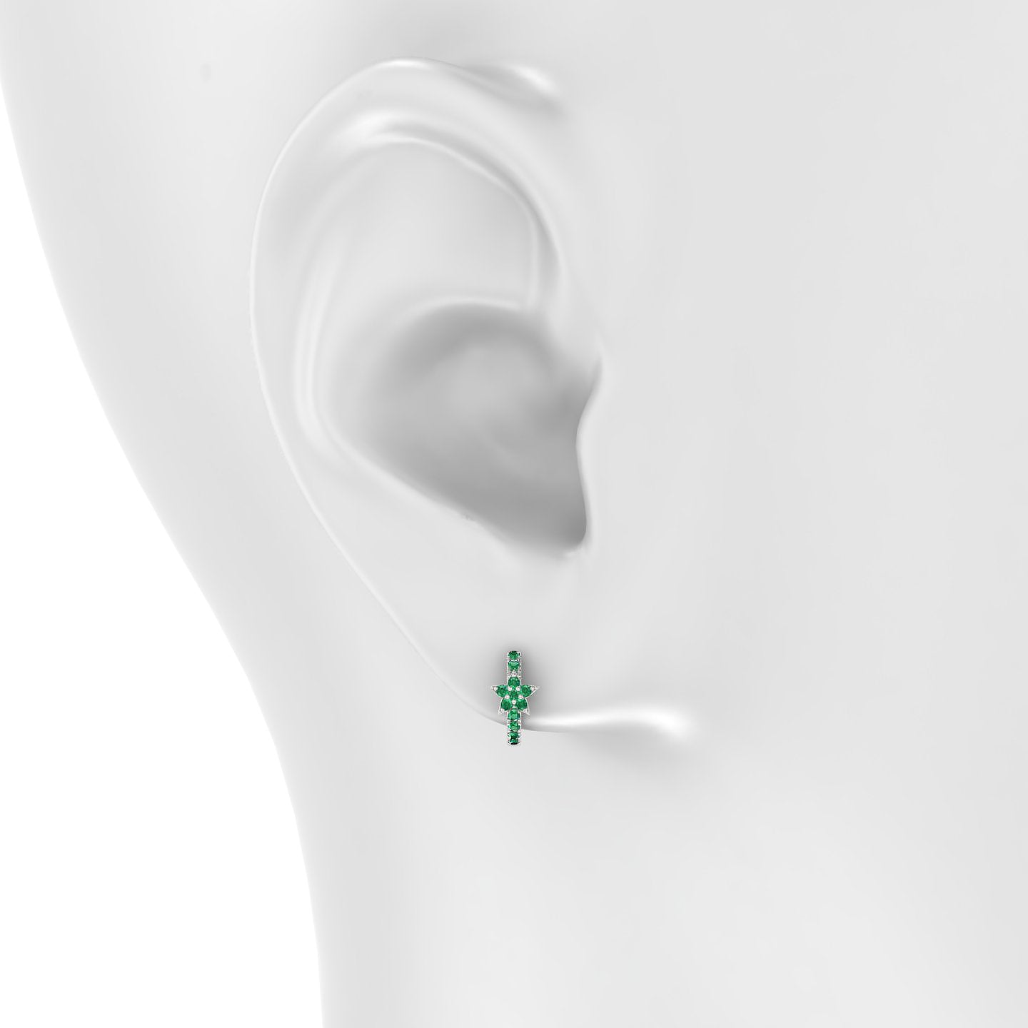 Asteria | 18k White Gold 6.5 mm Star Emerald Hoop Piercing