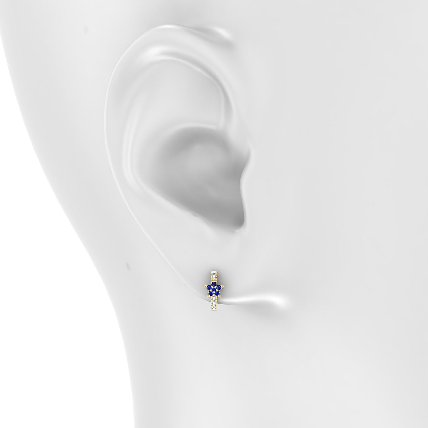 Asteria | 18k Yellow Gold 6.5 mm Star Sapphire & Diamond Hoop Piercing