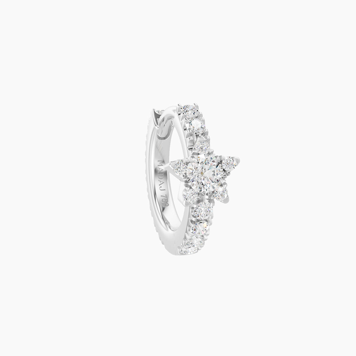 Asteria | 18k White Gold 6.5 mm Star Diamond Nose Ring Piercing