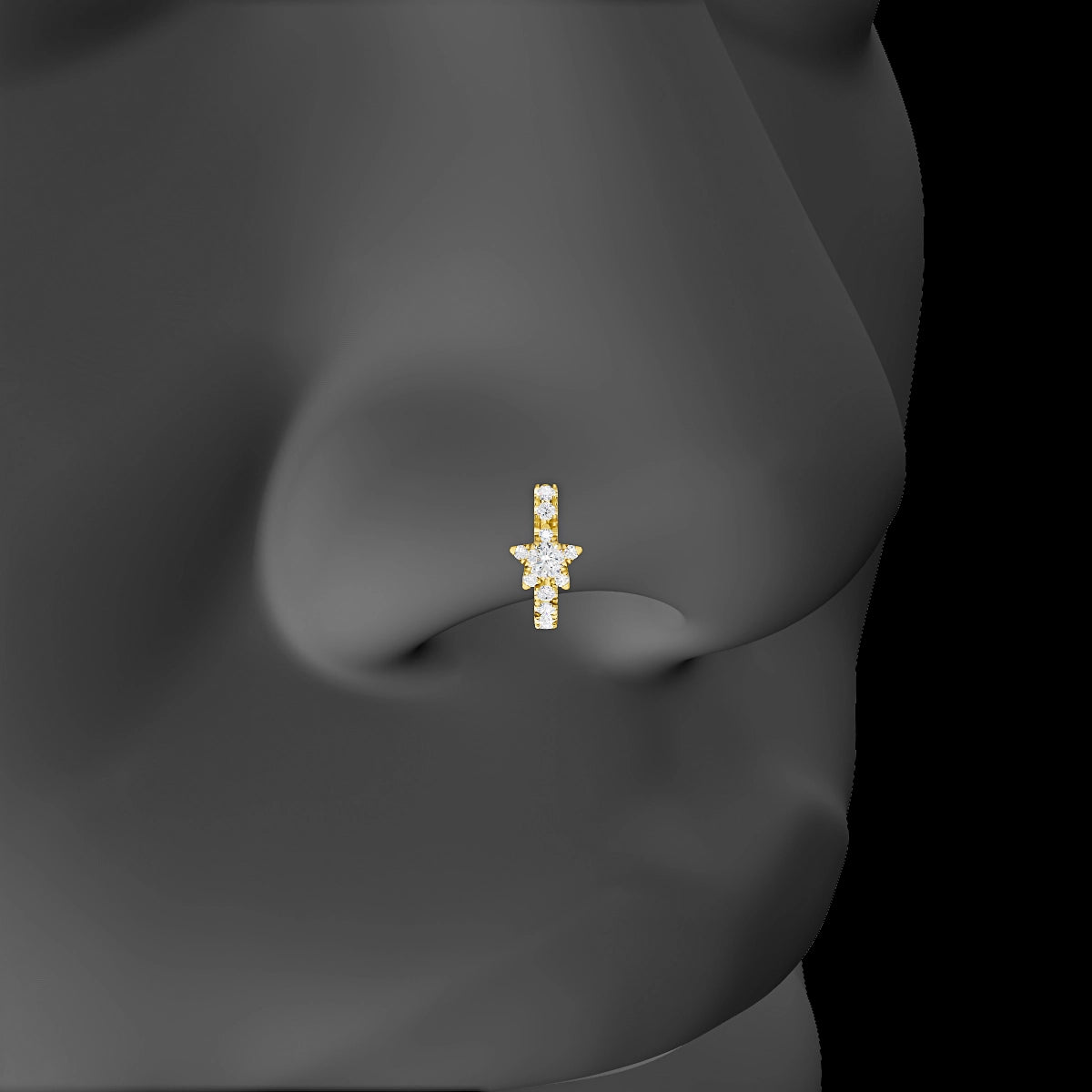 Asteria | 18k Yellow Gold 6.5 mm Star Diamond Nose Ring Piercing